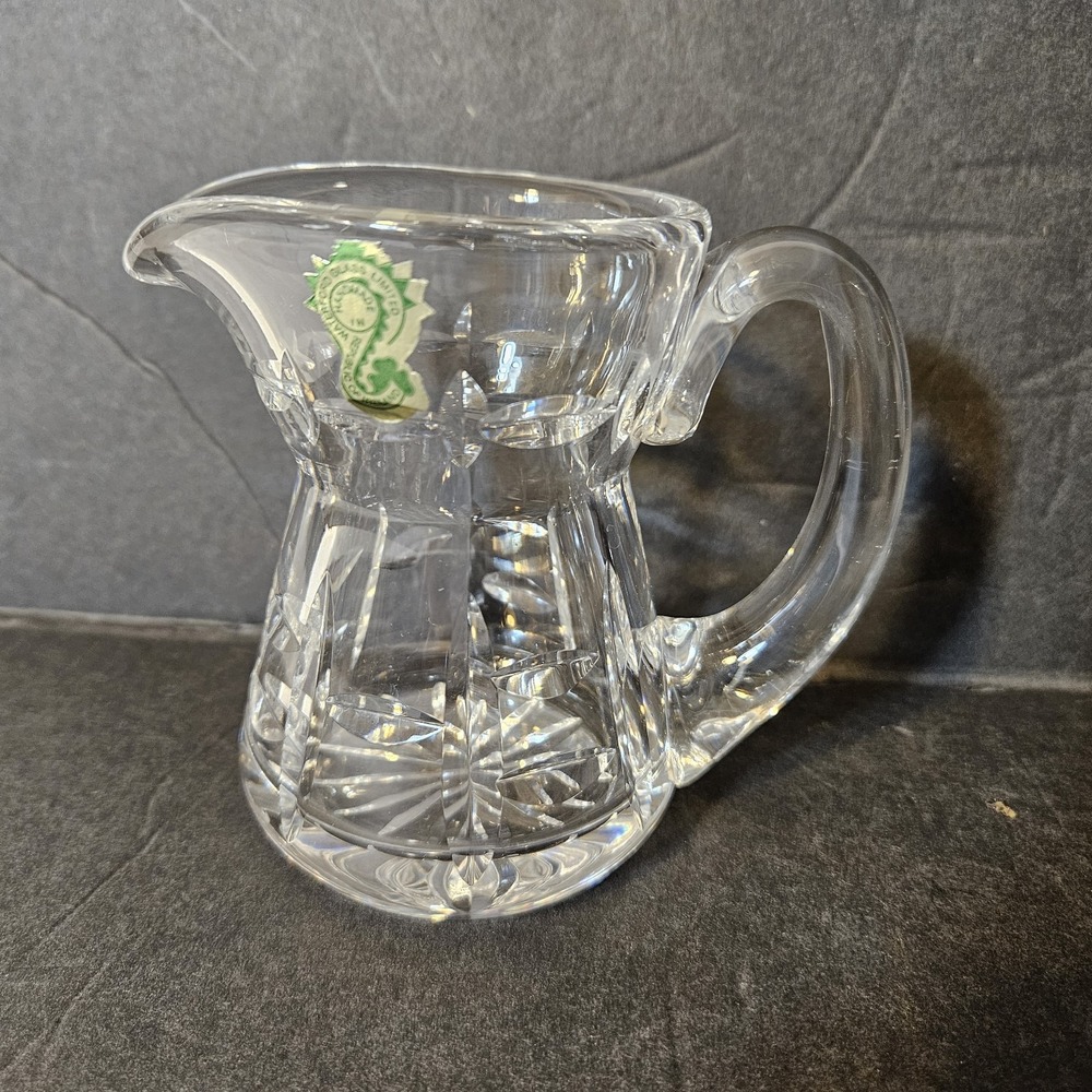 Waterford Cut Crystal Creamer Mini Pitcher Ireland Original Sticker  Vintage
